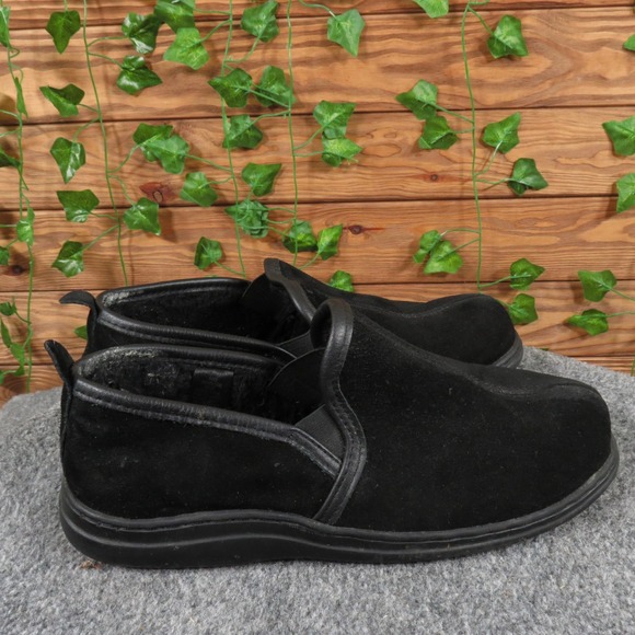 L.B. Evans Klondike Men\'s Slip-On Slippers Size 10 Black‎ Suede Cozy Indoor main image 4